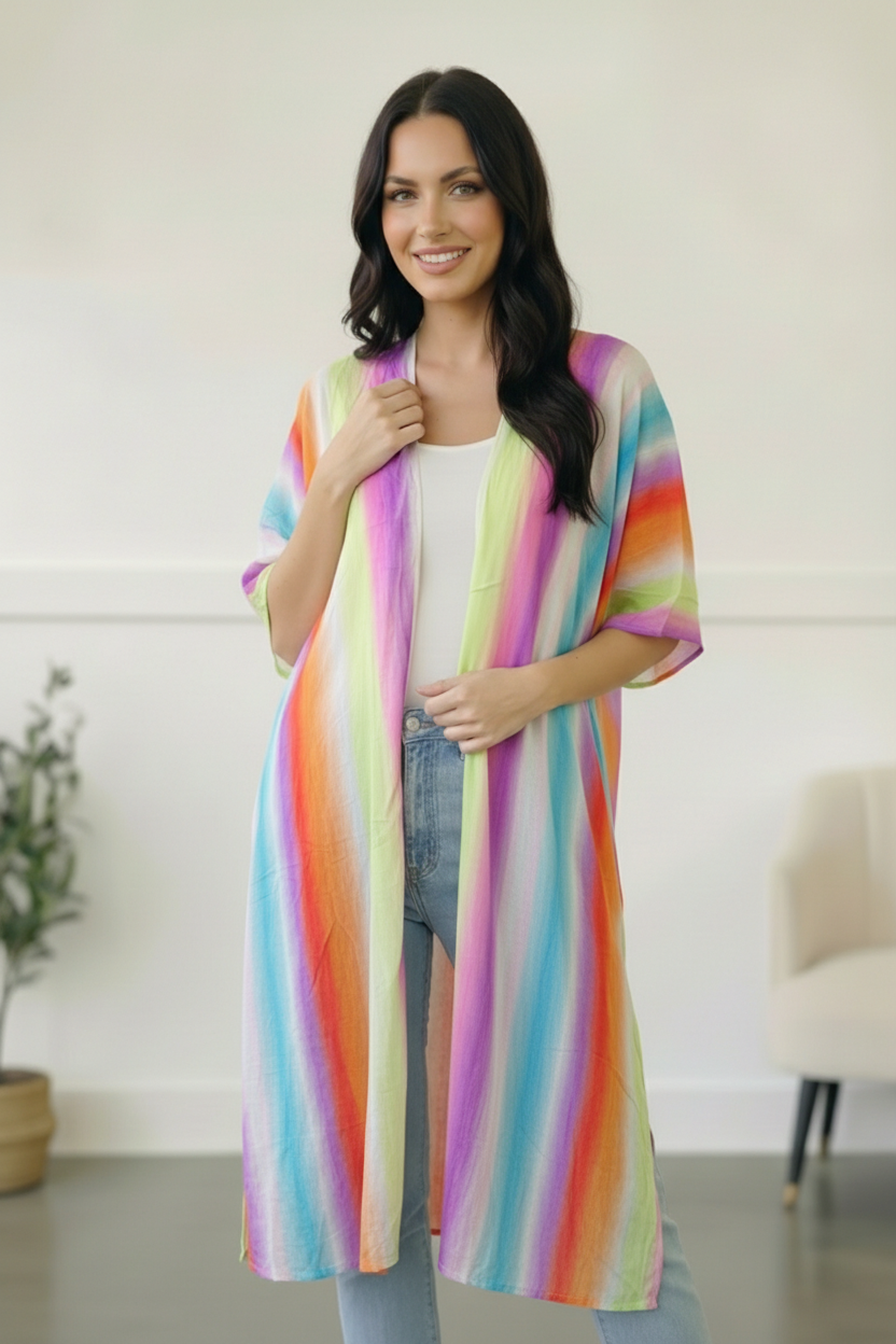 Caught in Technicolor Open Kimono