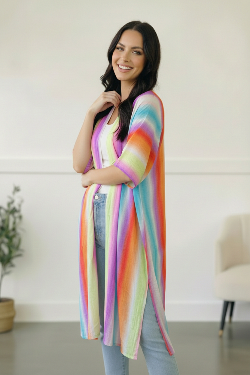 Caught in Technicolor Open Kimono