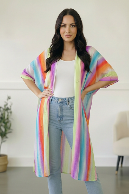 Caught in Technicolor Open Kimono